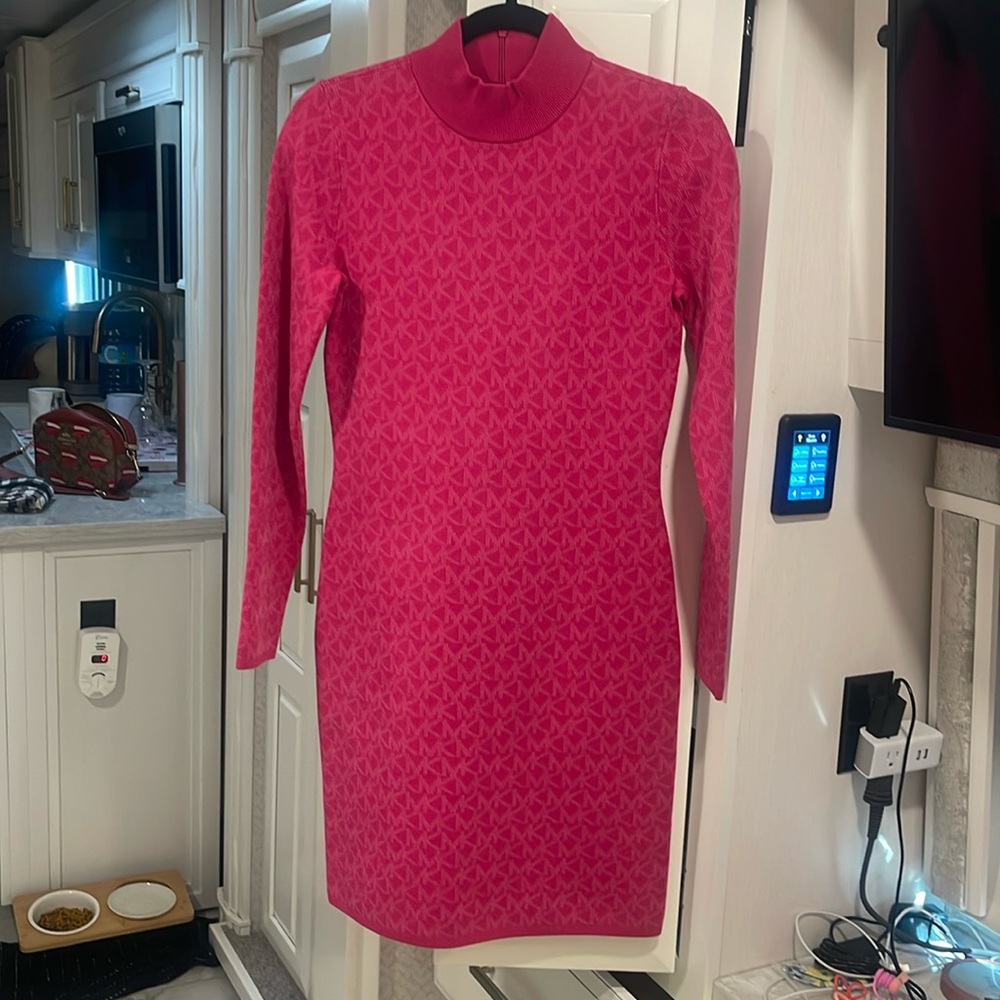 Logo Jacquard Mock Neck Dress